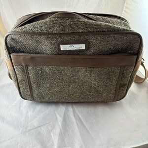 Jordache Brown Tweed Vintage Carry On Luggage Bag